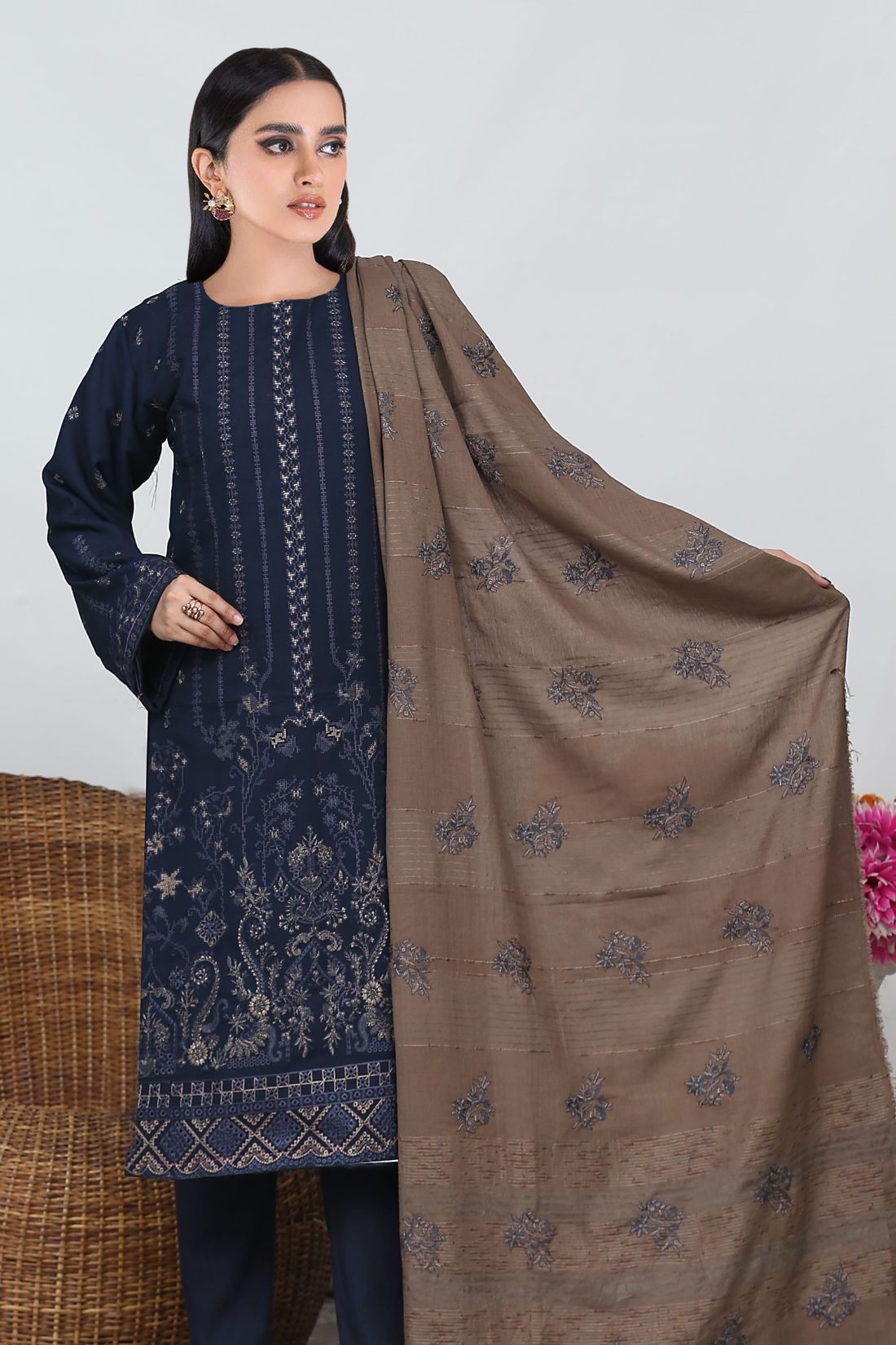 AA Peach Karandi 01- 3pcs- Velvet Shawl A5