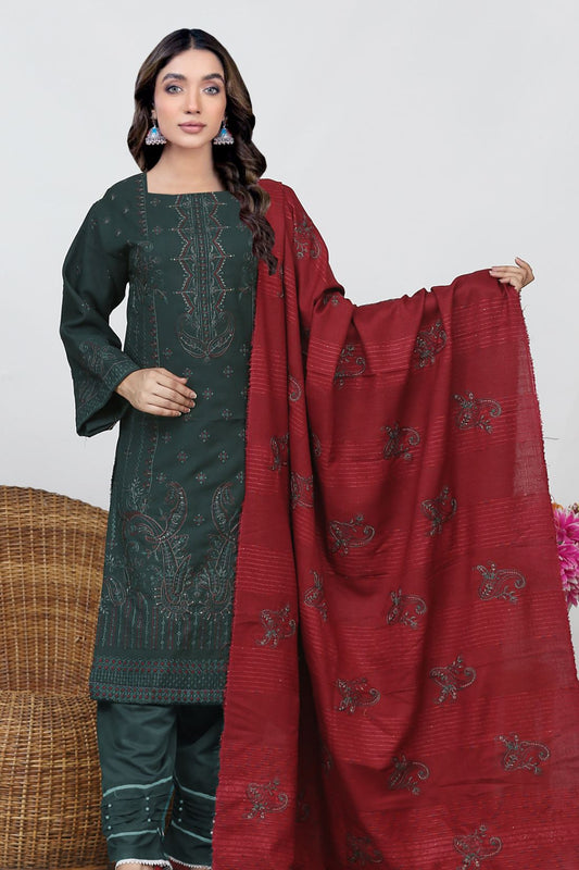AA Peach Karandi 01- 3pcs- Velvet Shawl A8