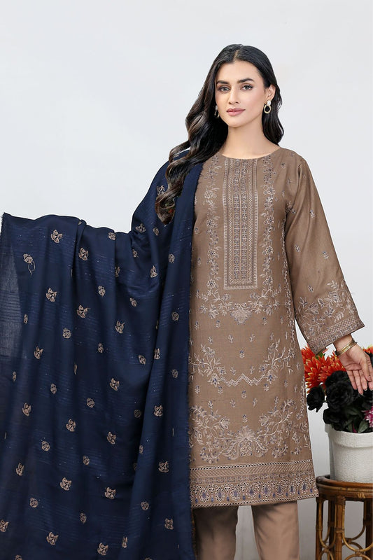AA Peach Karandi 01- 3pcs- Velvet Shawl A7